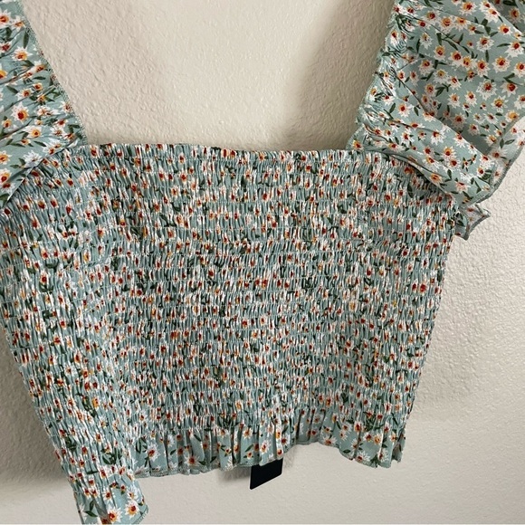 NWT Lulus Flourishing Dreams Floral Print Crop Top Mint Green Size Medium - Picture 6 of 12